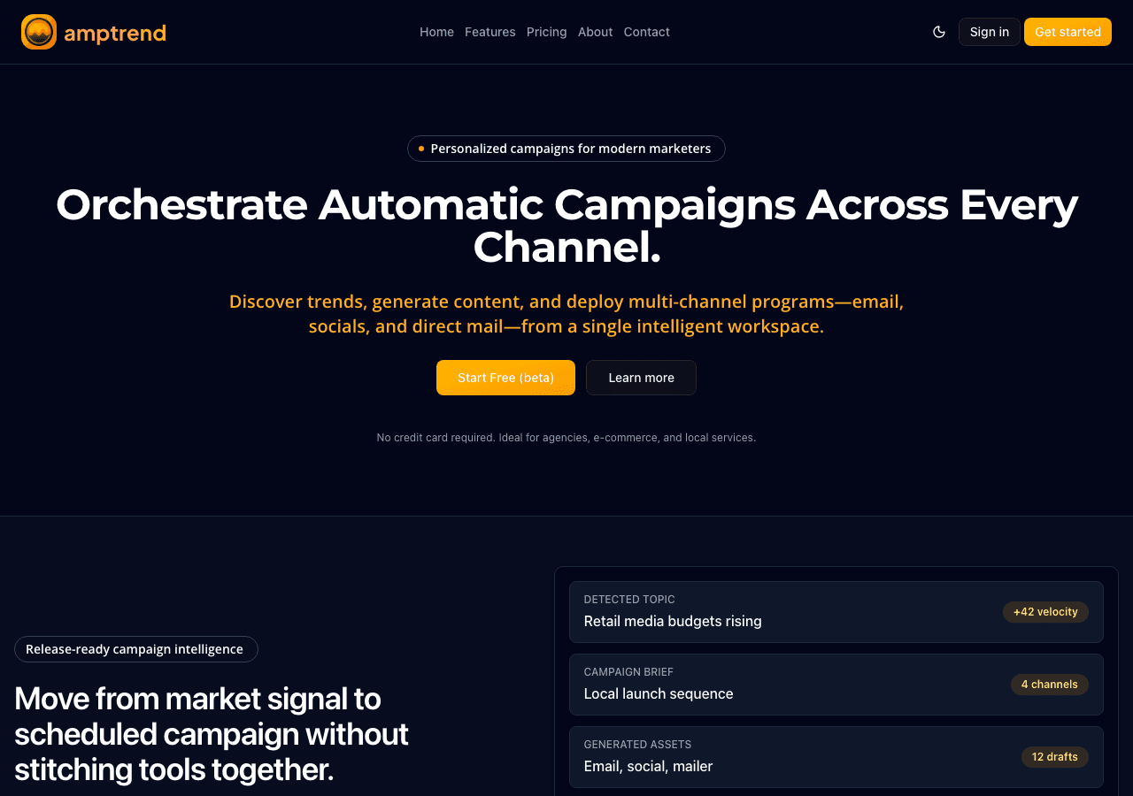 AmpTrend homepage screenshot